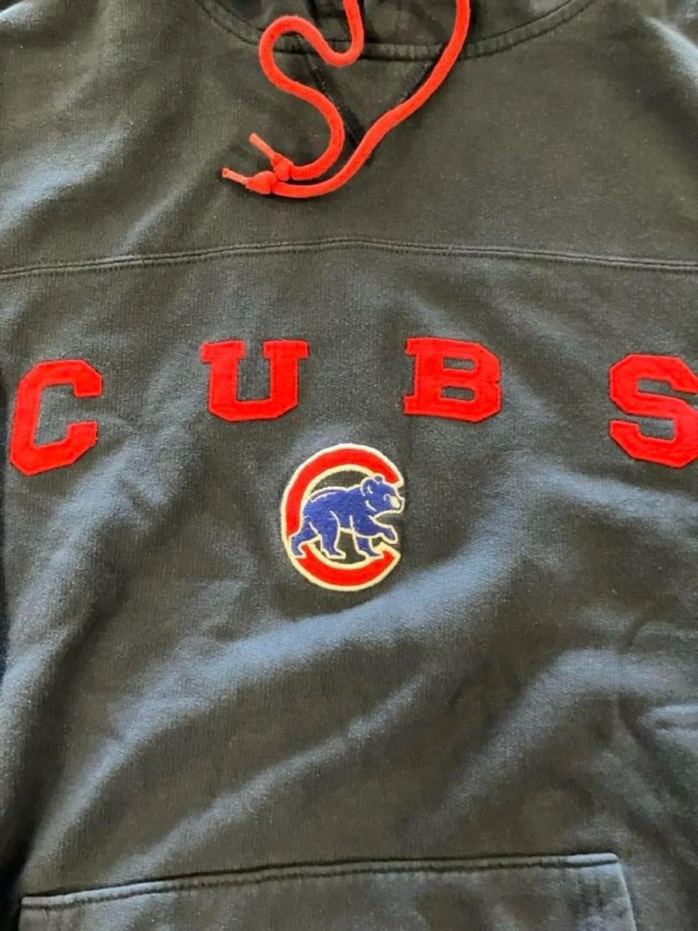 Vtg Y2K 2000s Chicago Cubs Block Letter Spellout Sweatshirt Hoodie Navy Mens XL